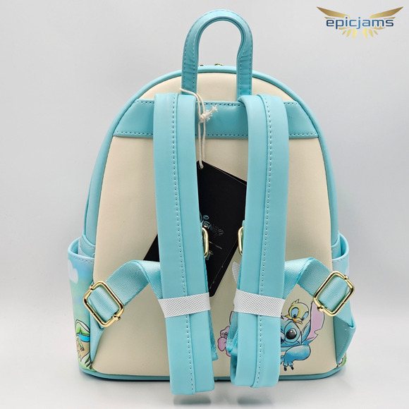Loungefly Disney Lilo & Stitch Stitch With Ducks Blue Floral Mini Backpack Bag main image 3